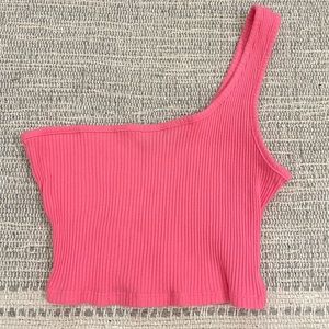 One Shoulder Pink Crop Top